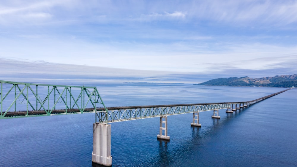 a long bridge over a large body of water