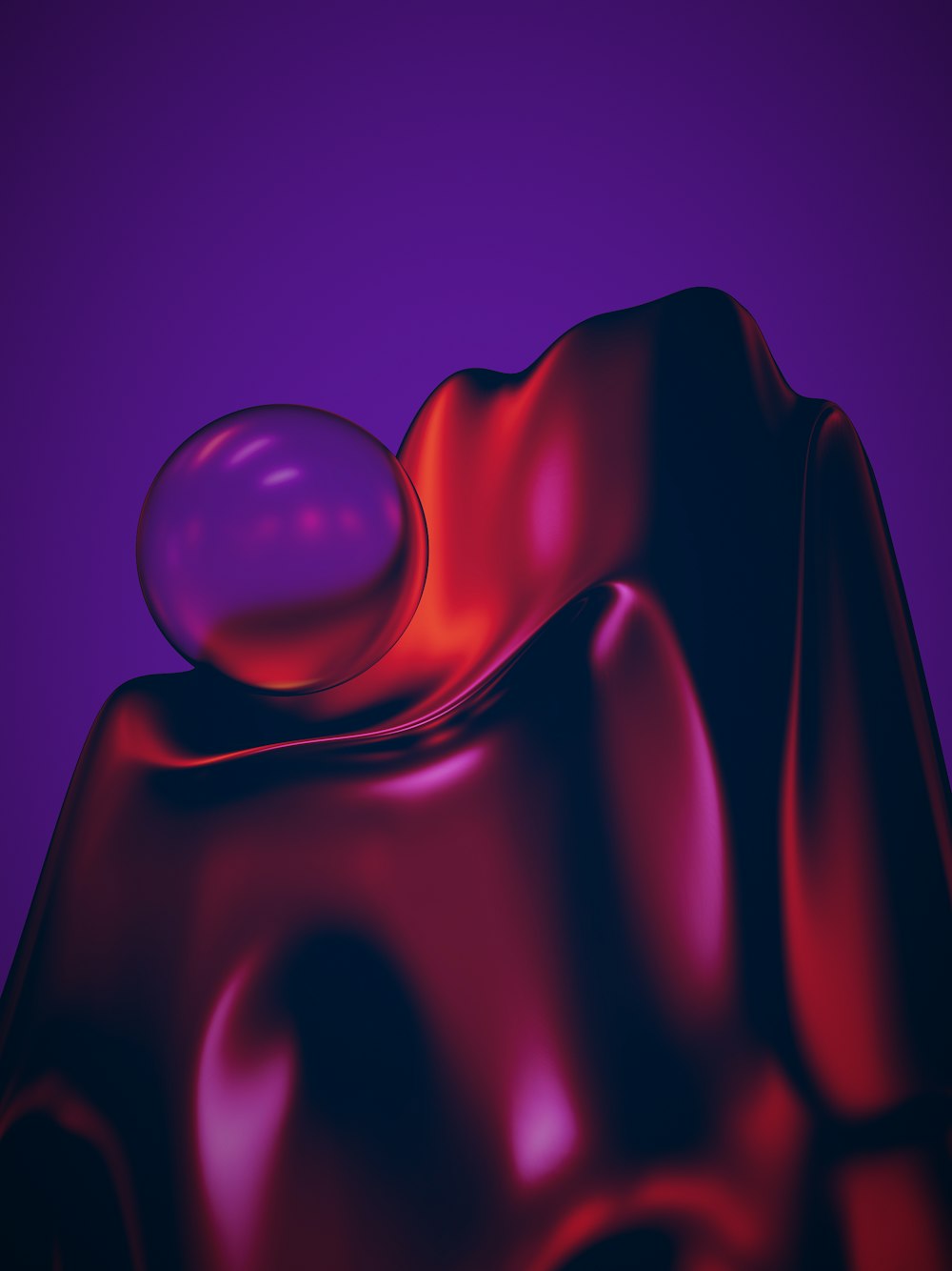 a purple and red background with a liquid drop