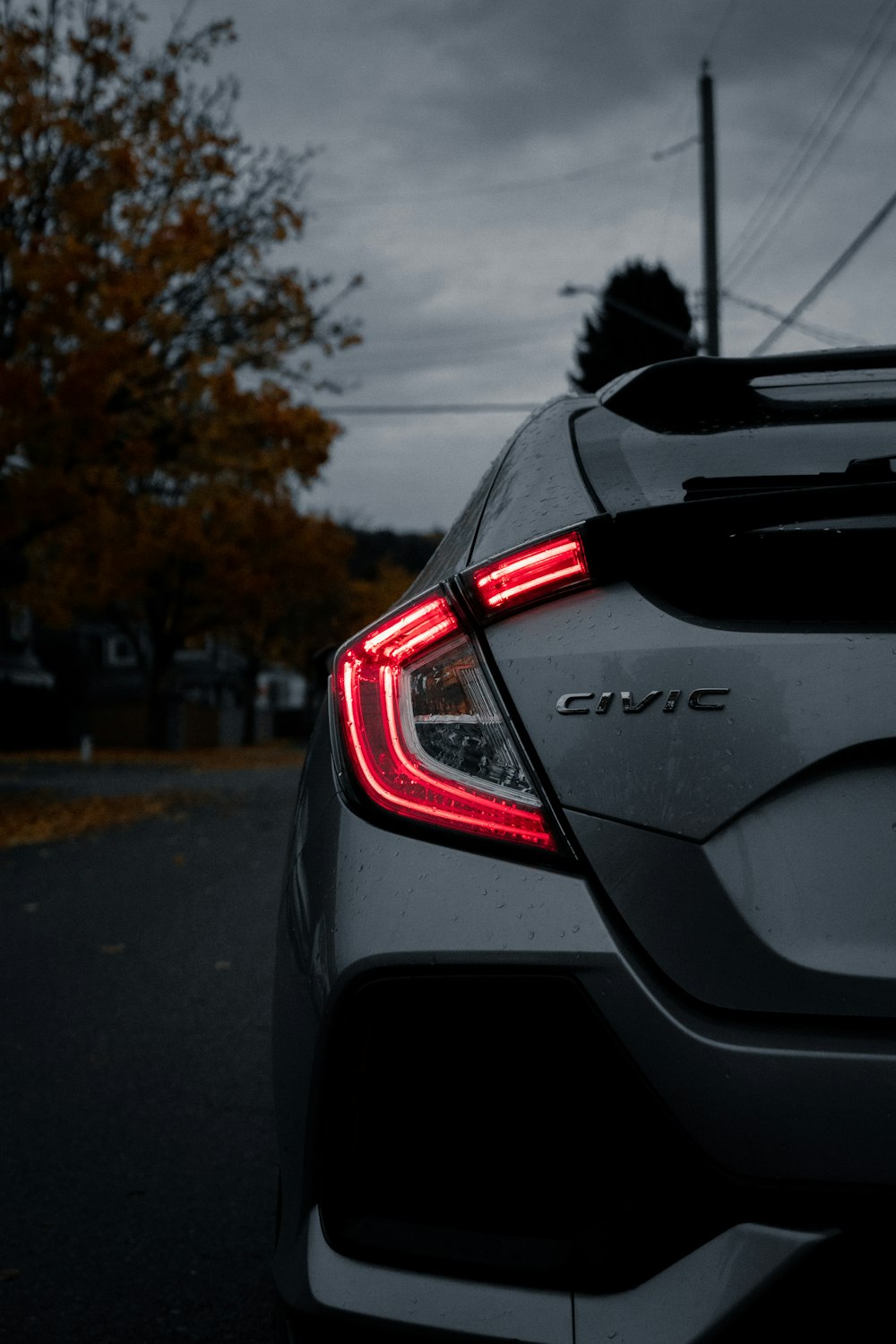 a close up of the tail lights of a car