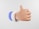 a thumbs up hand with a blue and white band
