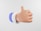 a thumbs up hand with a blue and white band