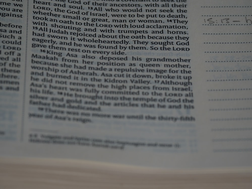 a close up of a book with text