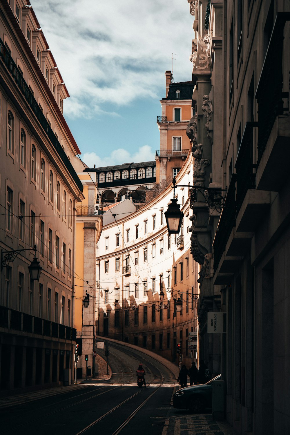 a city street with buildings on both sides