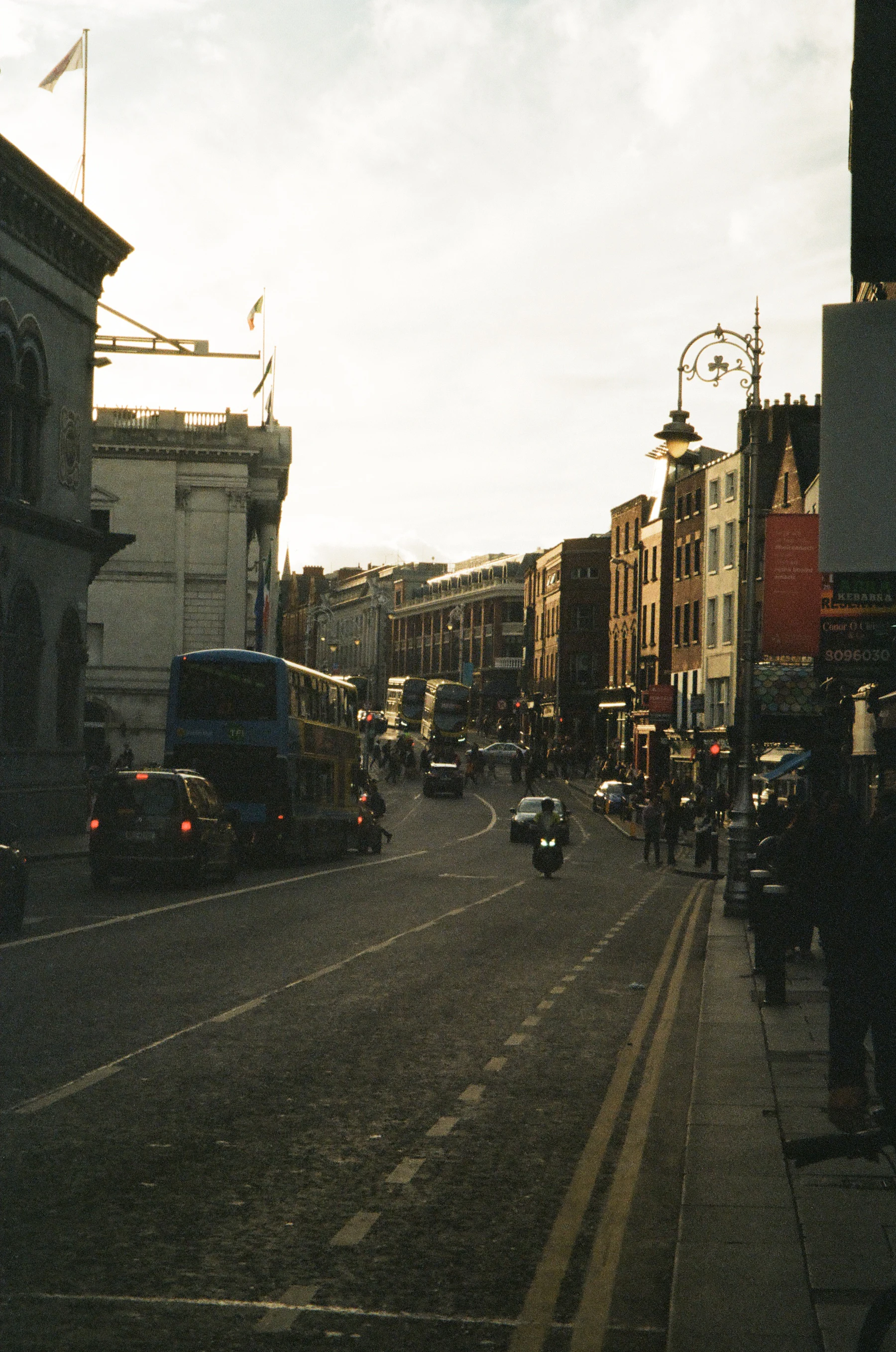 Real traffic and people on a street in Dublin, Ireland