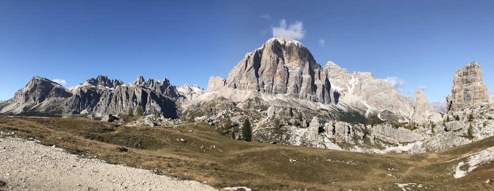 a view of a mountain range from a distance