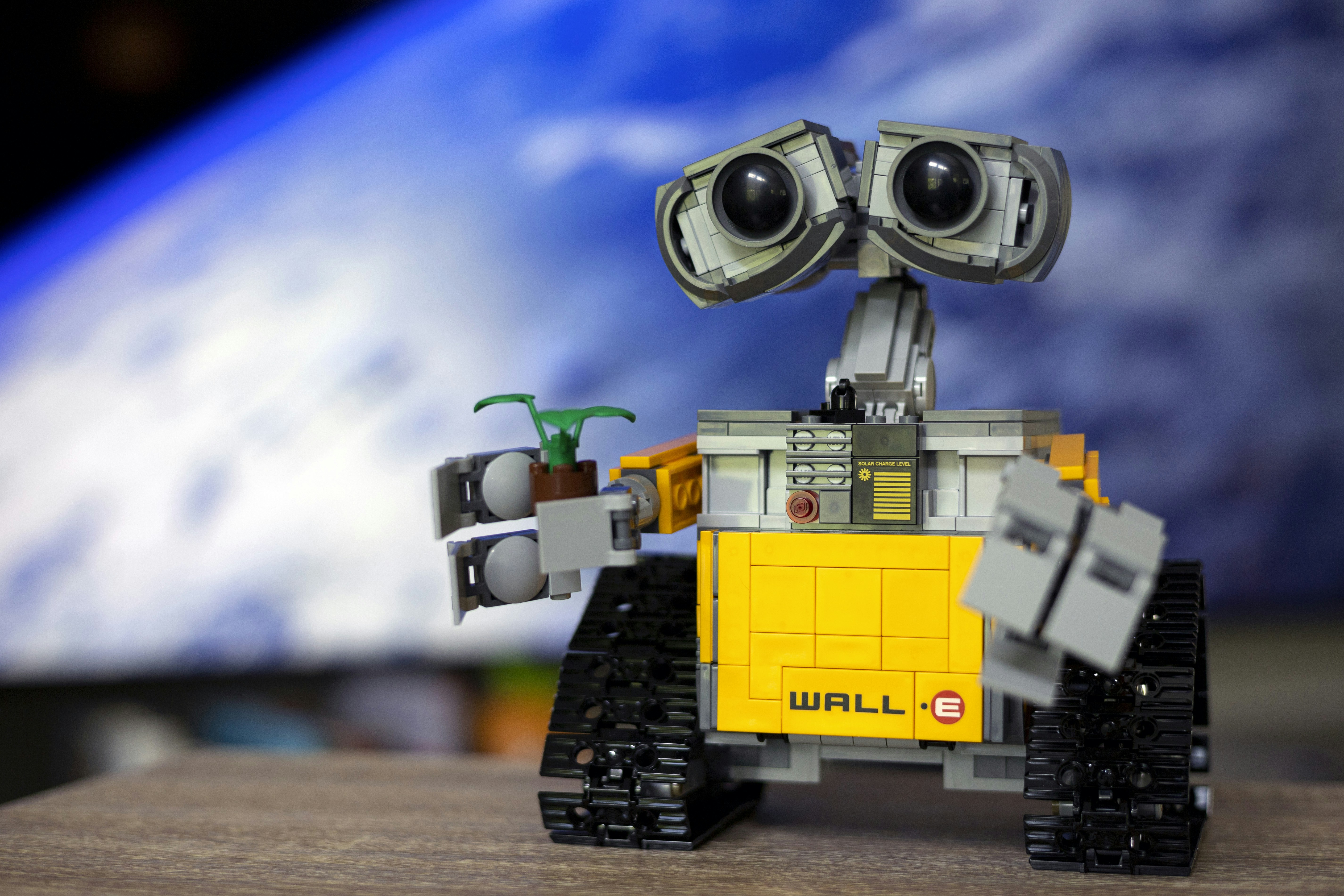 Portrait of LEGO Ideas WALL•E set. Created by Angus MacLane, an animator and director at Pixar Animation Studios, and selected by LEGO Ideas members, the development of this model began alongside the making of the lovable animated character for the classic Pixar feature film, \