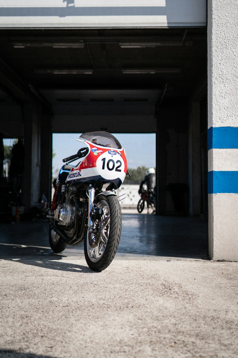 a motorcycle parked in front of a building