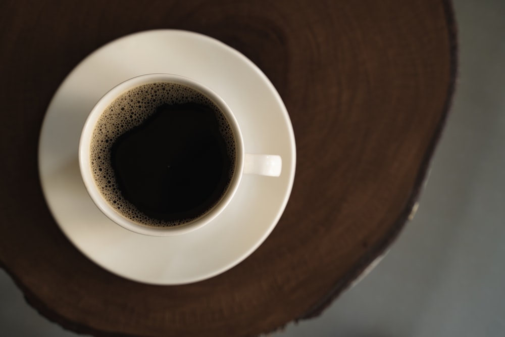 a cup of coffee sitting on top of a saucer