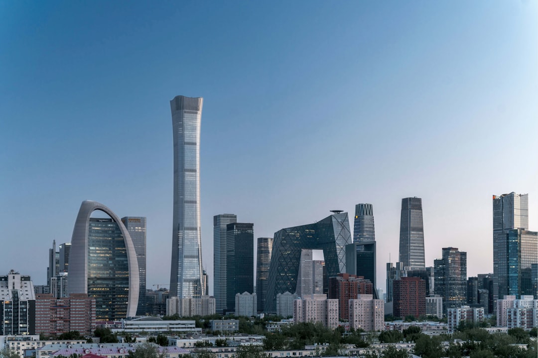 a city skyline with tall buildings and skyscrapers, China