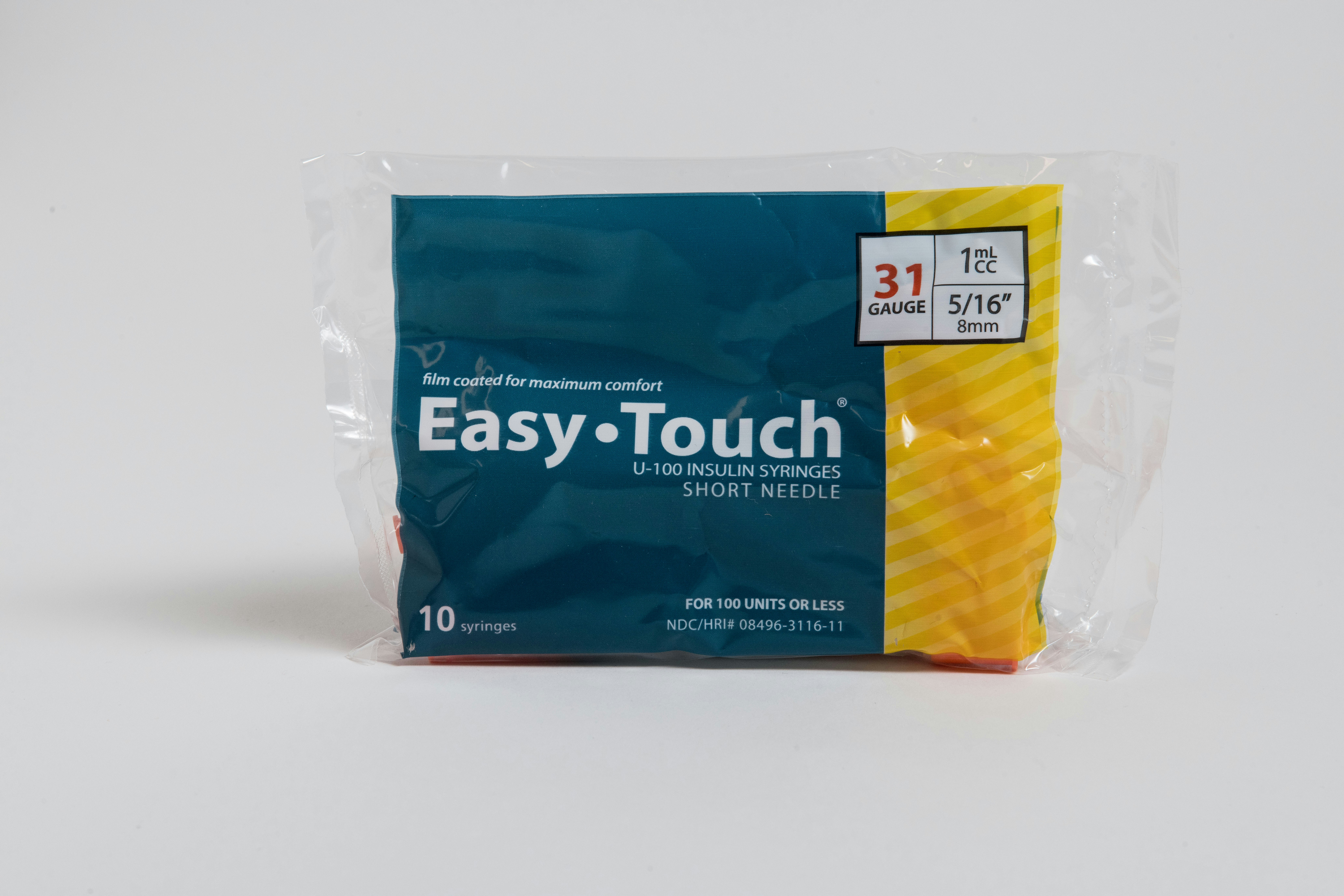 a package of easy touch toothpaste on a white background