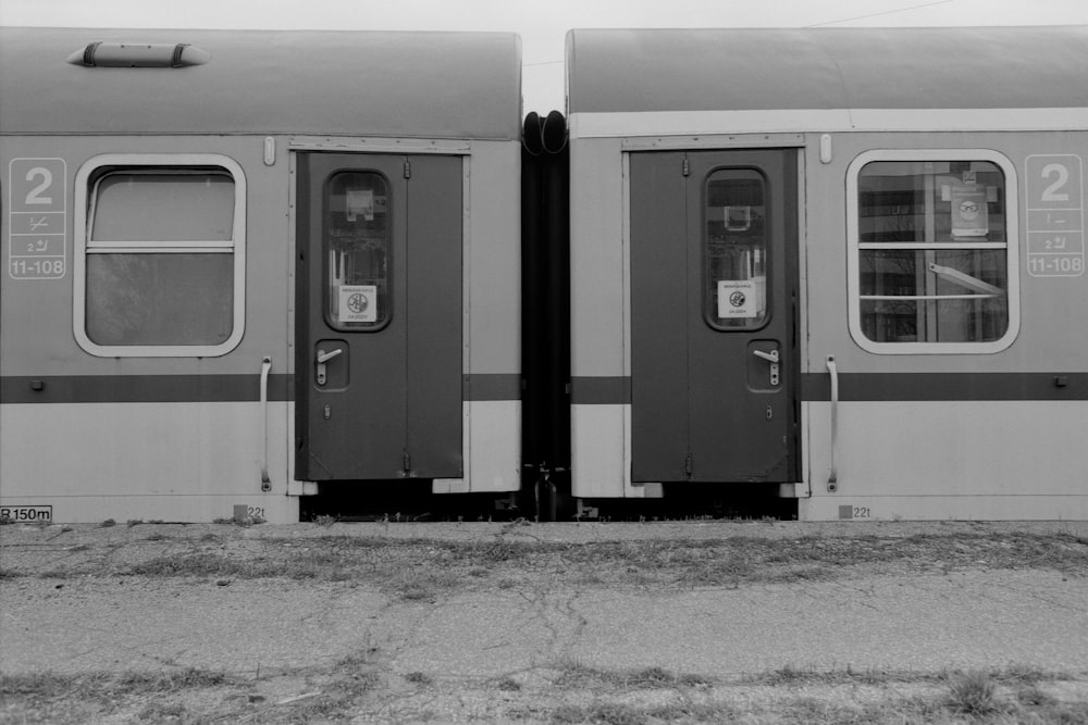 un paio di treni parcheggiati uno accanto all'altro