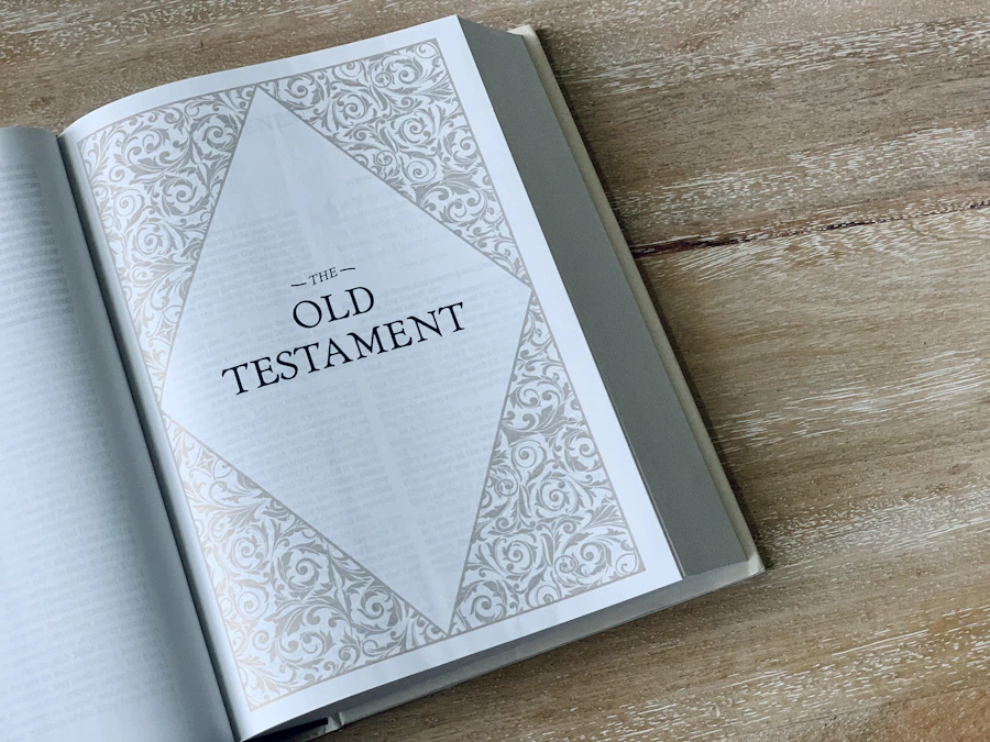 An open book with the words 'old testament' printed on the page
