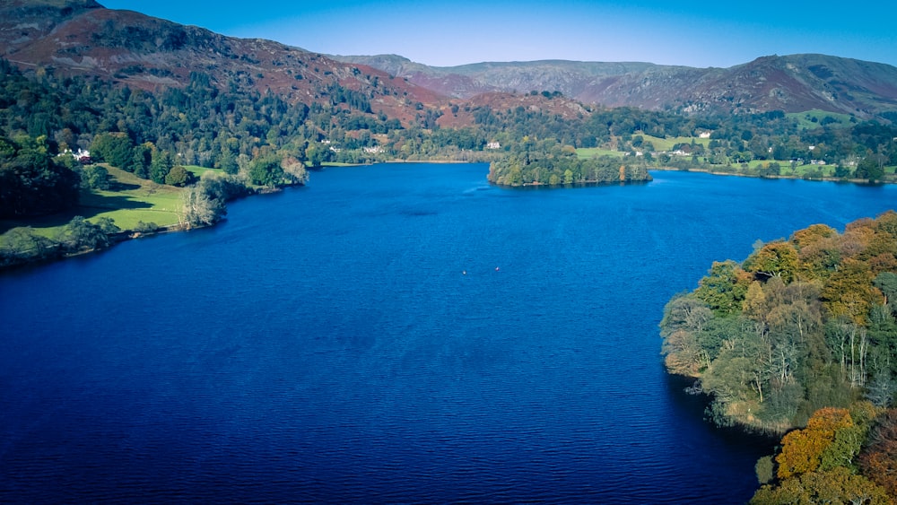 a large body of water surrounded by mountains