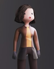 a woman in a yellow shirt and black pants