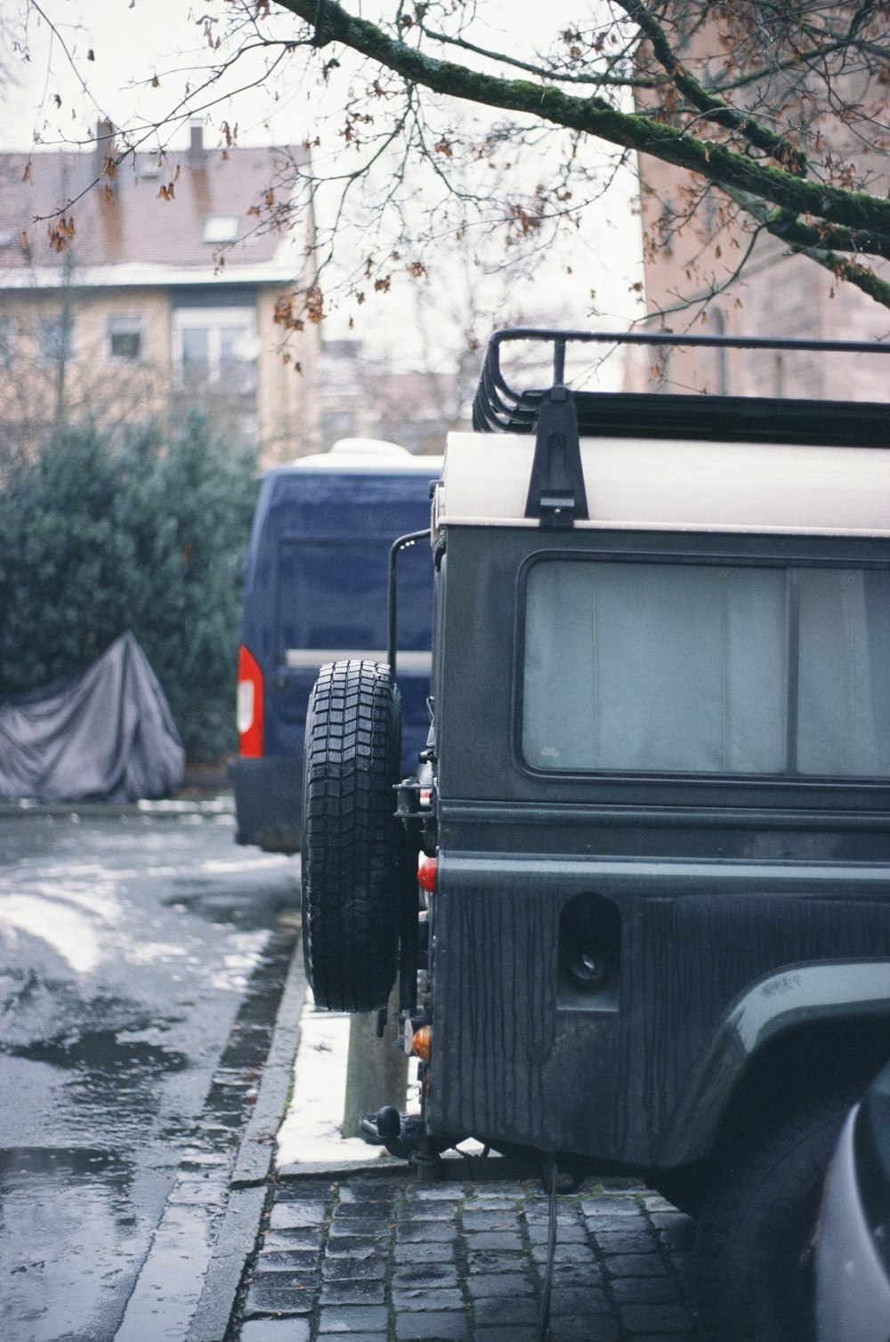 a truck parked on the side of the road