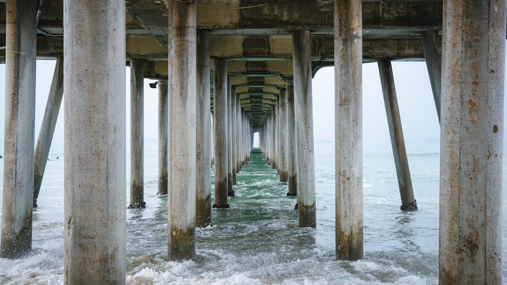 a view of a pier from the water