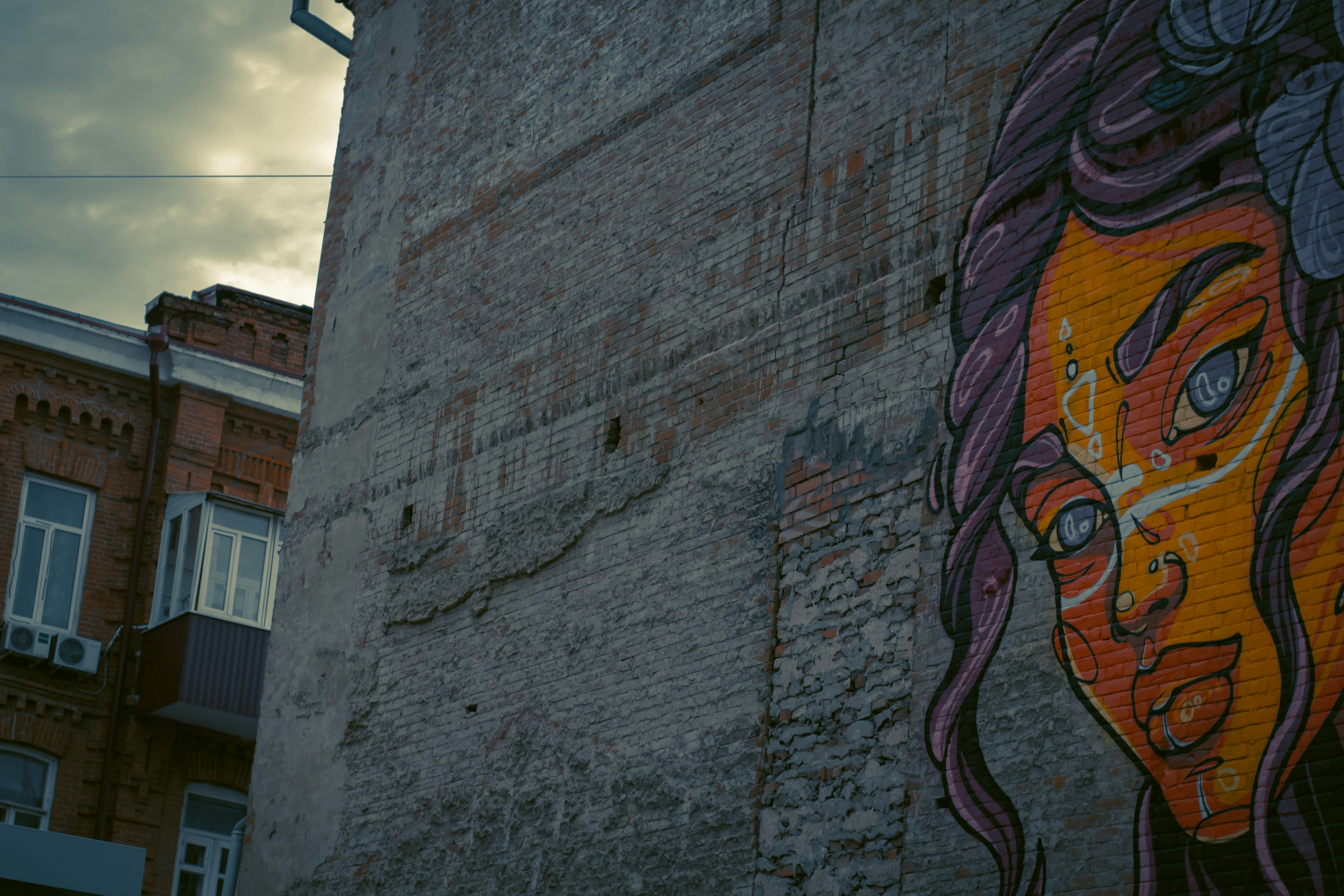 a mural of a woman's face on the side of a building
