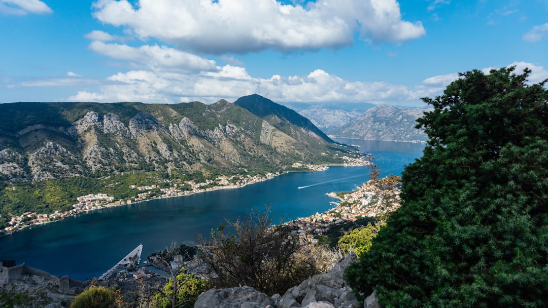 a scenic view of a lake surrounded by mountains,