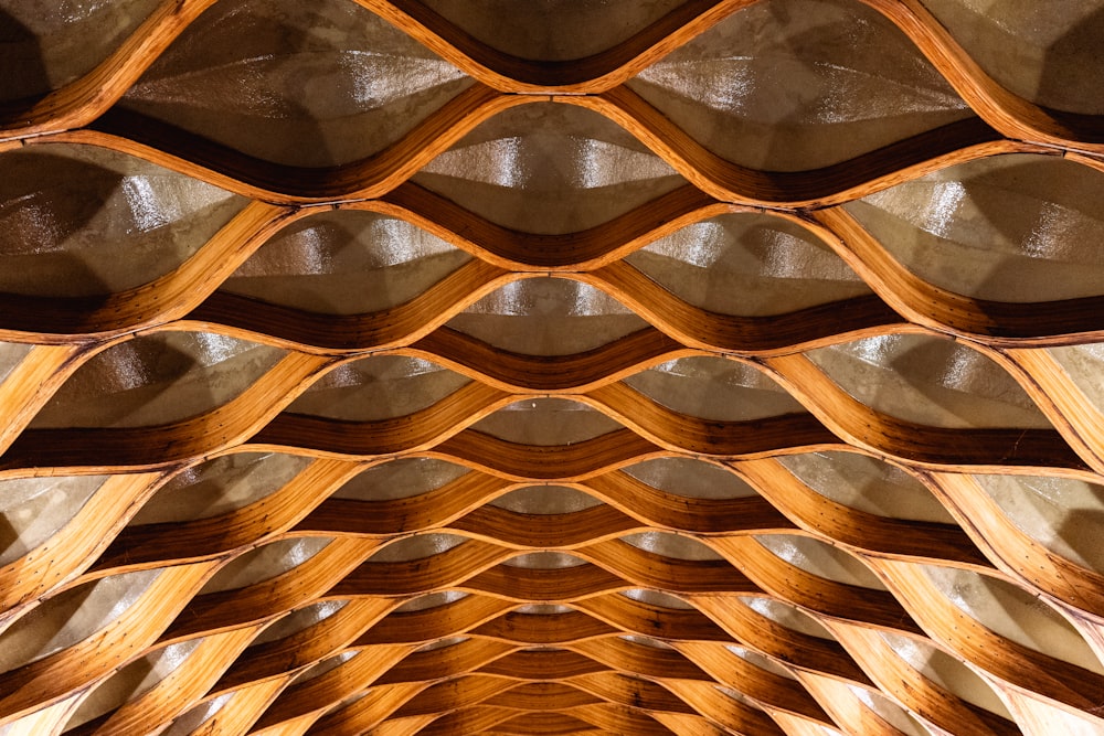 a large wooden structure with many rows of shelves