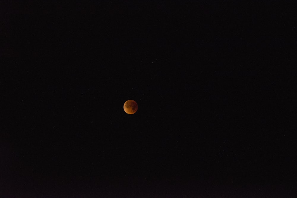 a half moon is seen in the dark sky