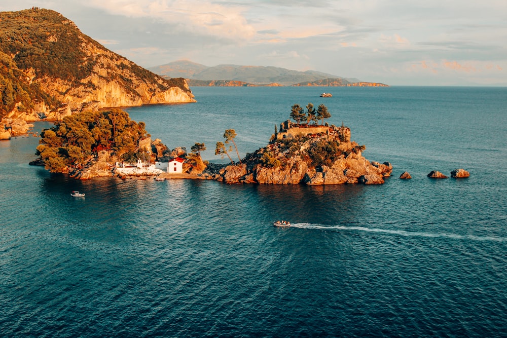 a small island in the middle of the ocean