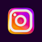 an instagram logo with a purple background