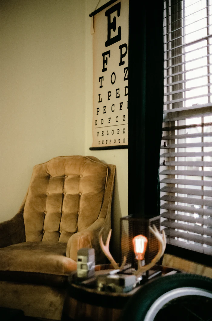 Living room with a yellow armchair