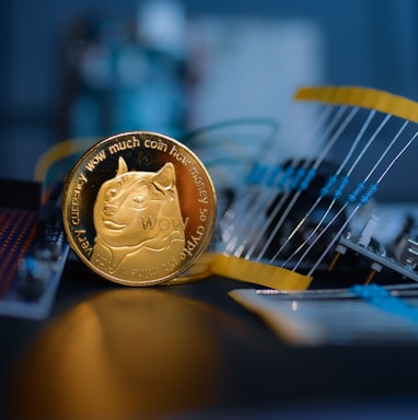 a close up of a coin on a table