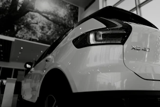 a car parked in front of a mirror posing for the camera