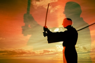 A vibrant scene of Hytale PvP combat with players clashing swords under a dynamic sky.