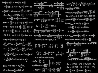 a black and white photo of a number of calculations