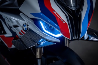 a close up of the headlight of a motorcycle