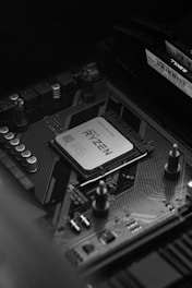 a close up of a computer mother board