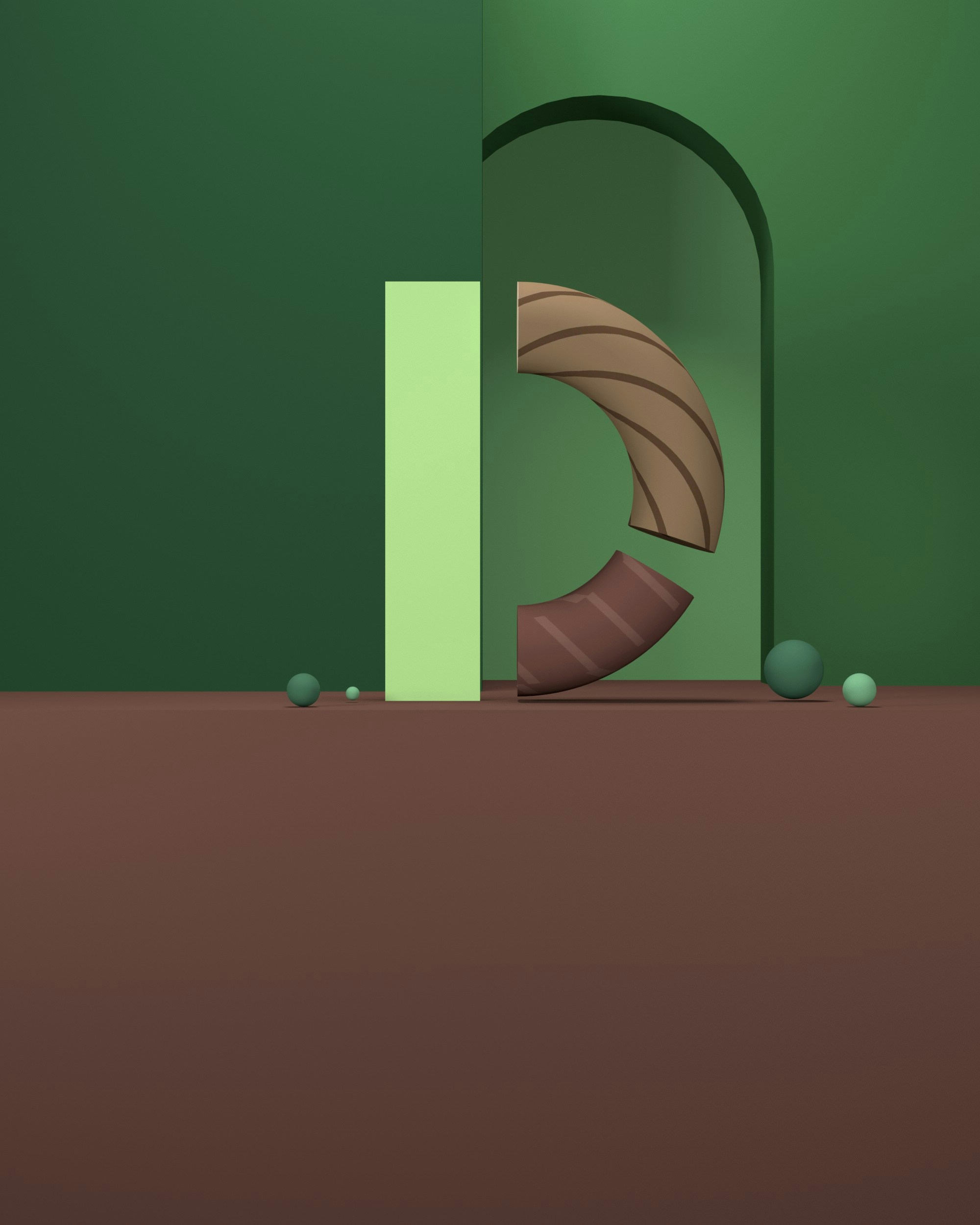 a green room with a door and a green wall