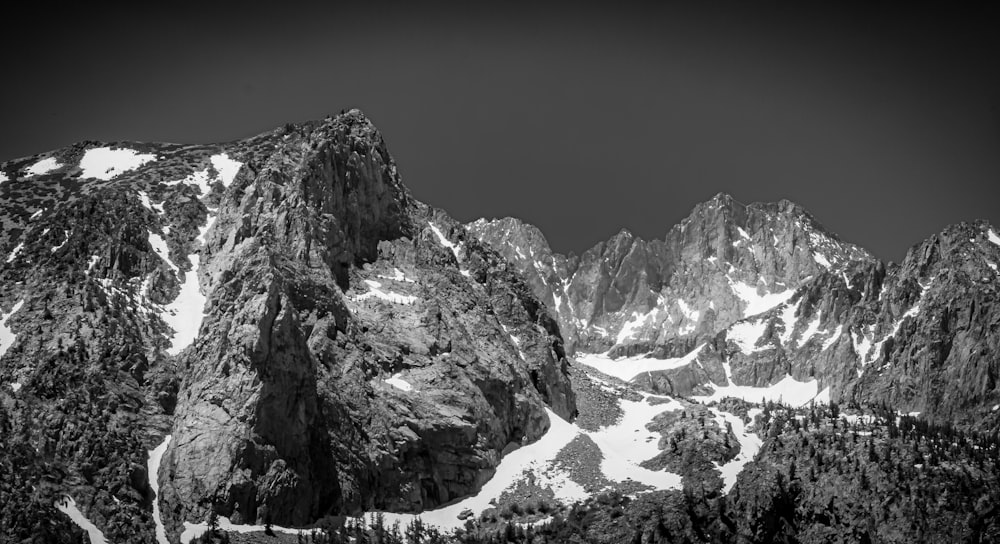 a black and white photo of a mountain range