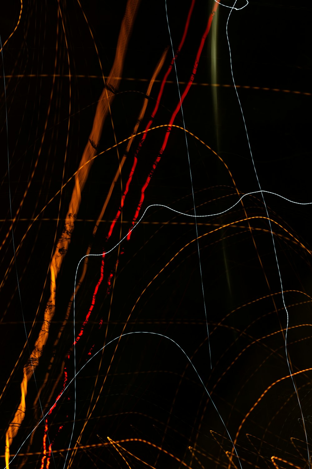 an abstract photo of a street light at night