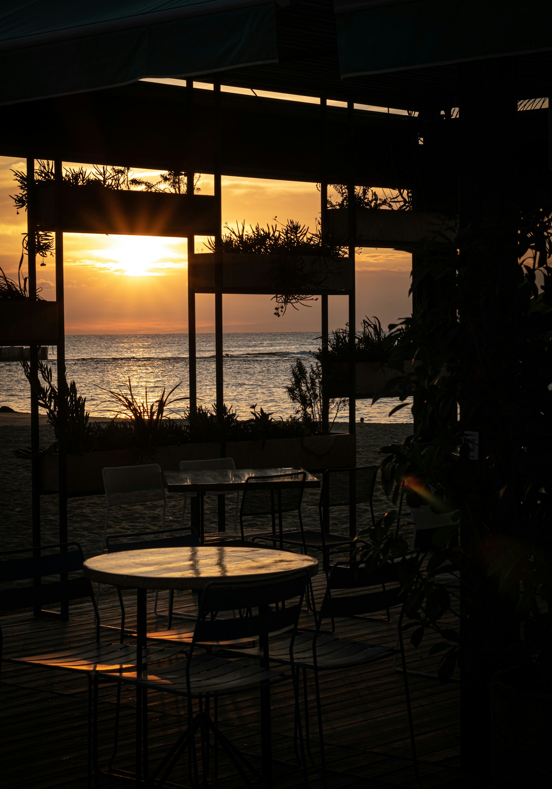 A serene beach scene at golden hour with soft sunlight casting long shadows, evoking the effortless elegance and lightness that Solea Concierge brings to travel.