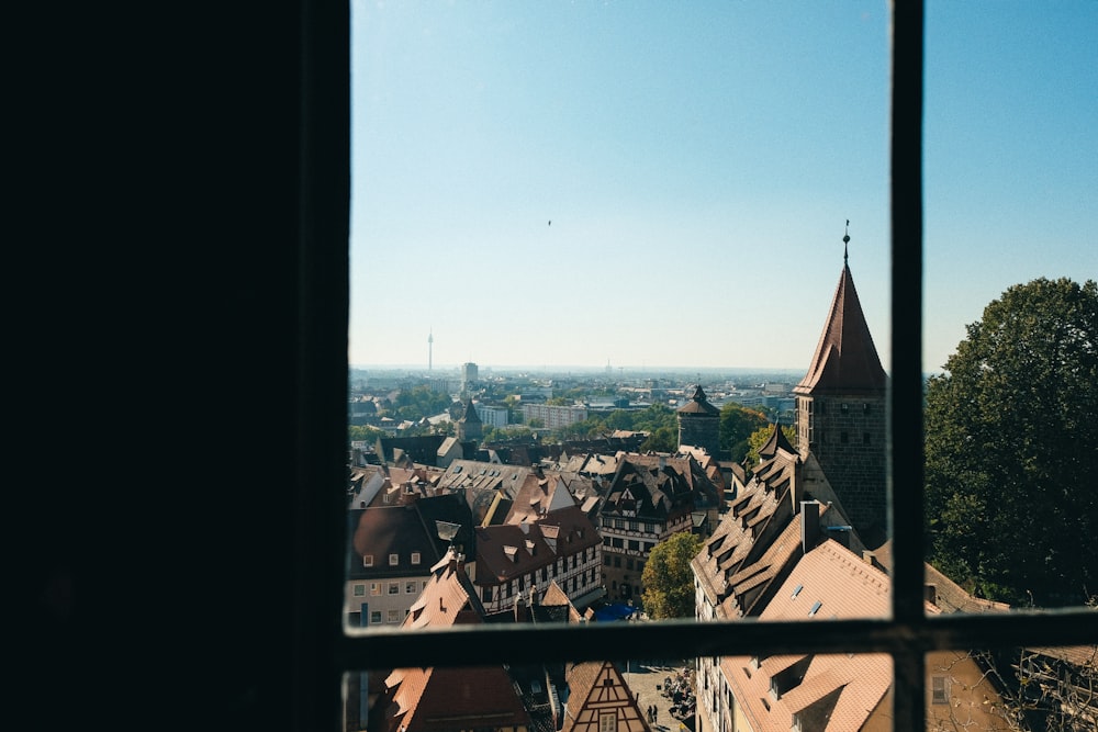 a view of a city from a window