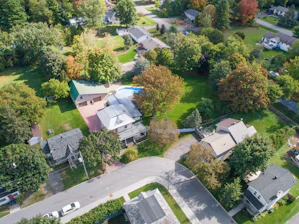an aerial view of a neighborhood in the suburbs