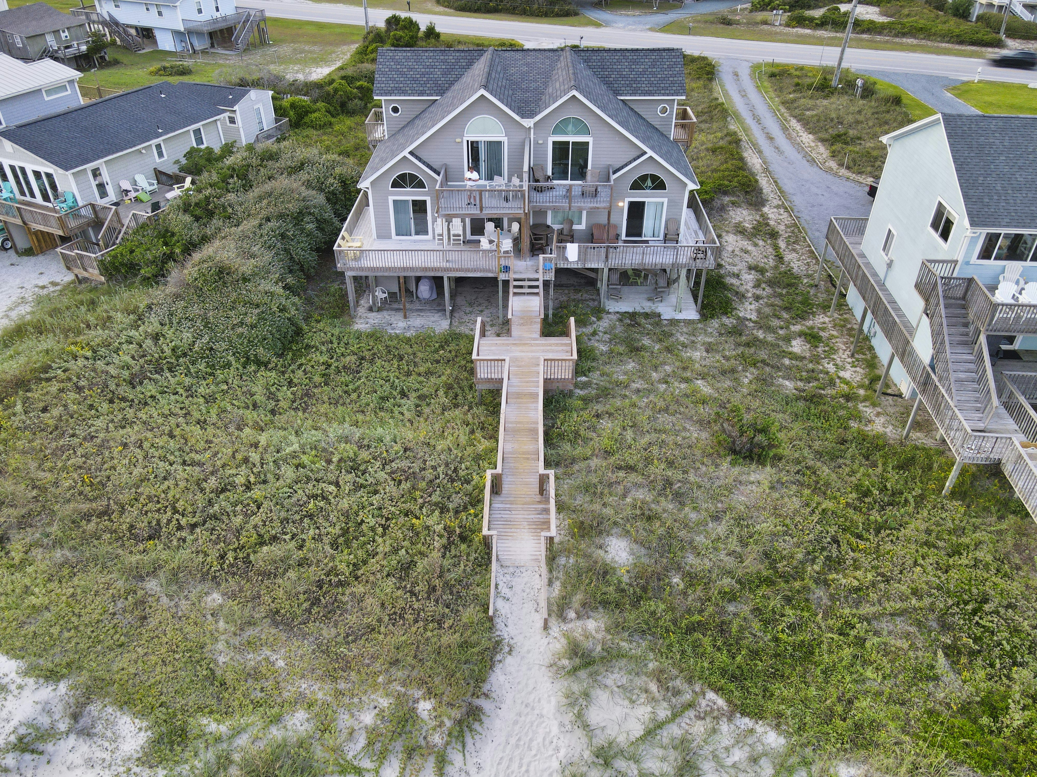 Aerial view of a beachfront Miramar Beach home