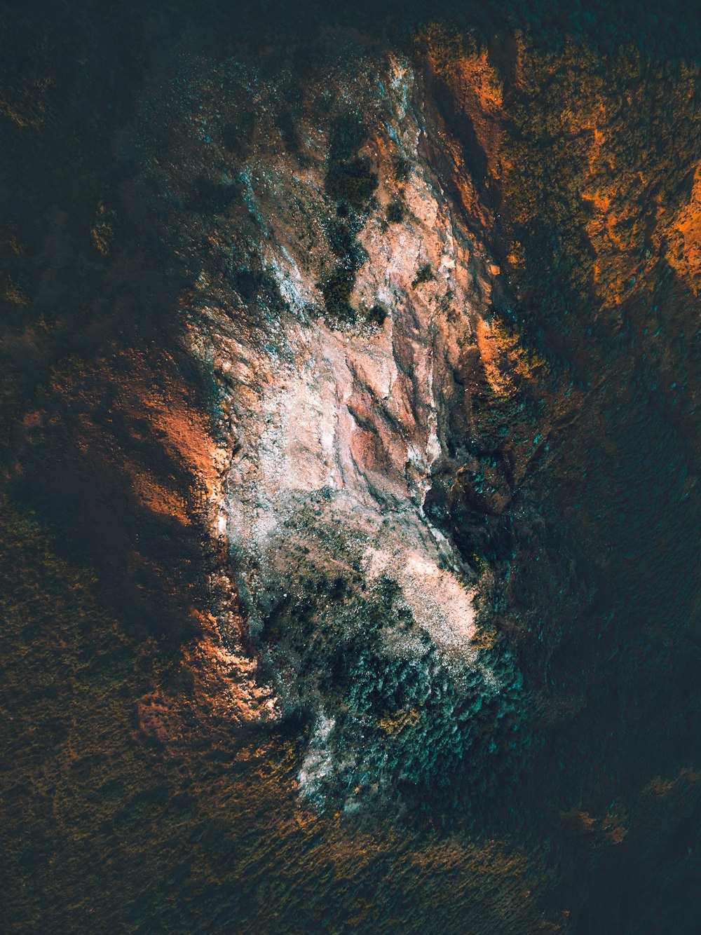 a bird's eye view of a rock formation