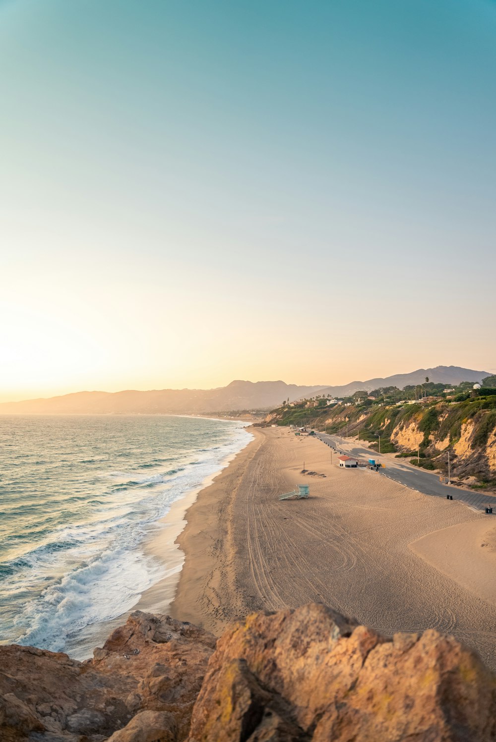 a view of a beach from a high point of view