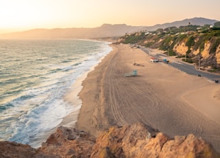 a view of a beach from a high point of view