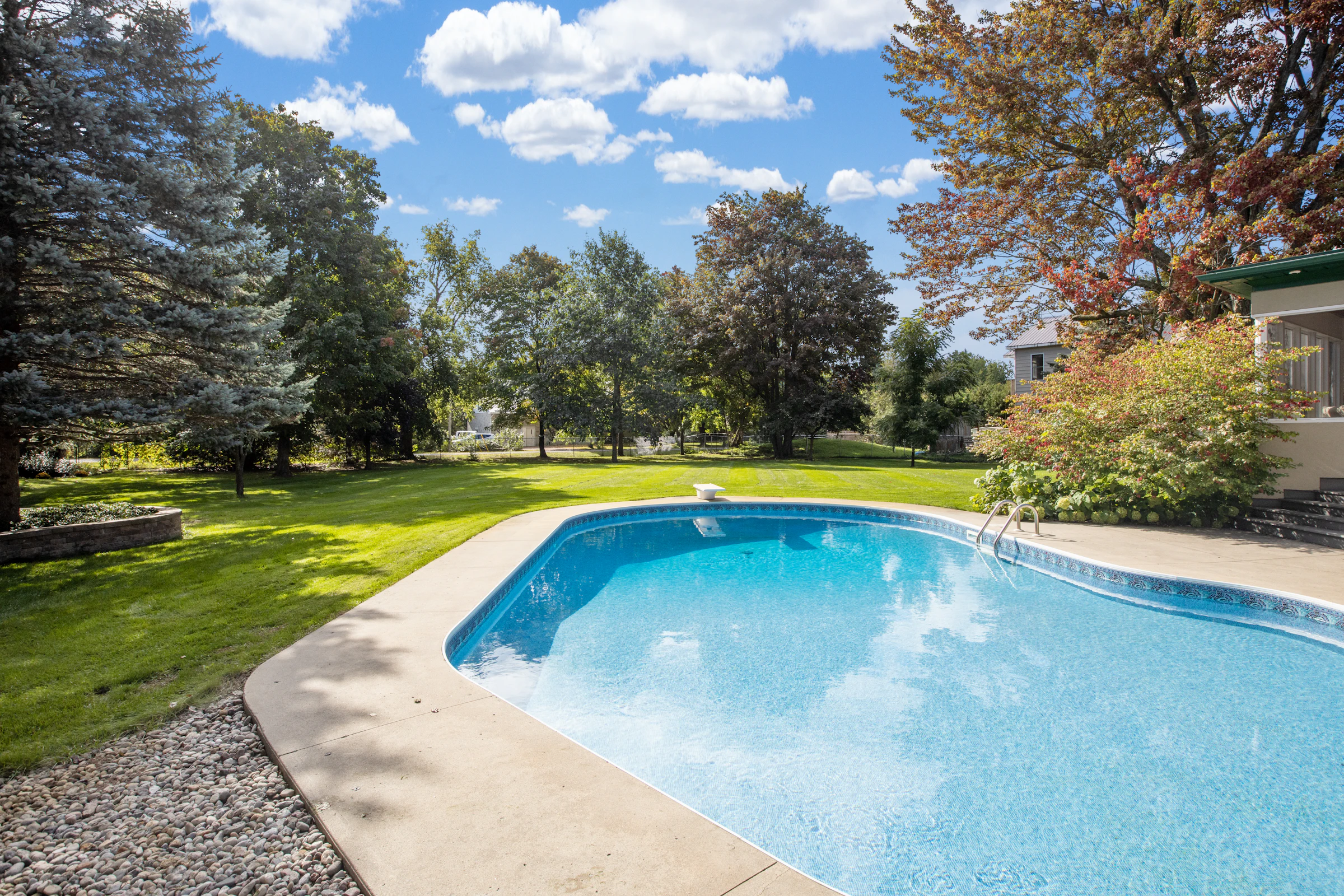 Residential backyard swimming pool