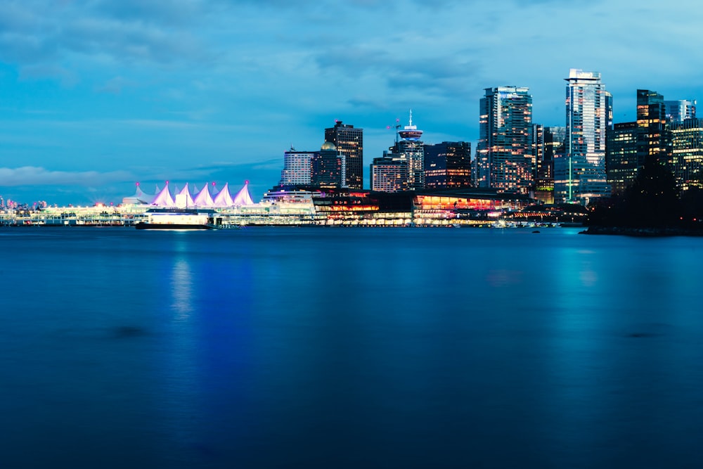 a view of a city at night from across the water