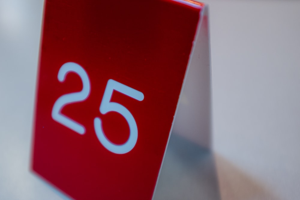 a red box with the number twenty twenty five