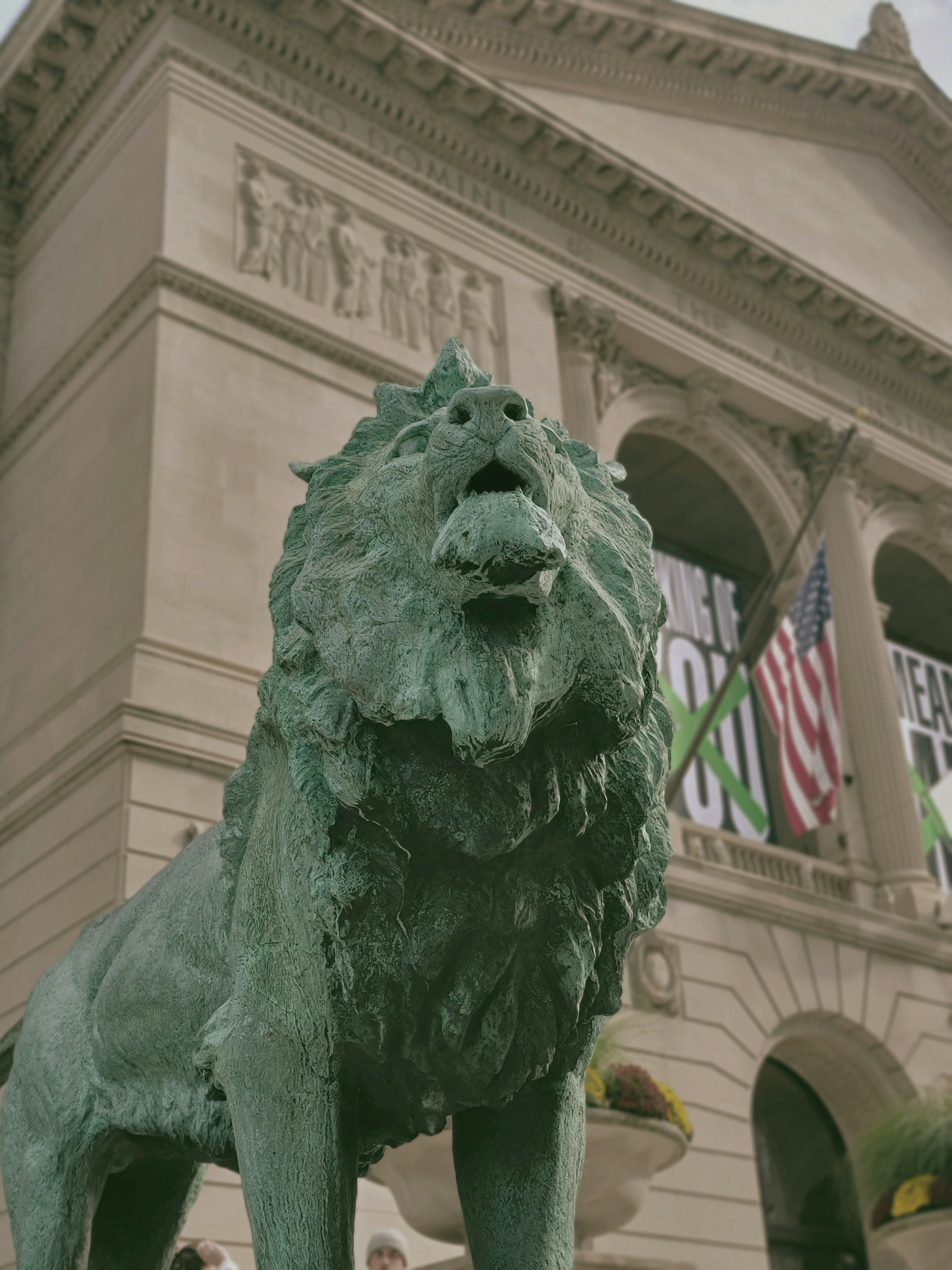 Outdoor lion statue