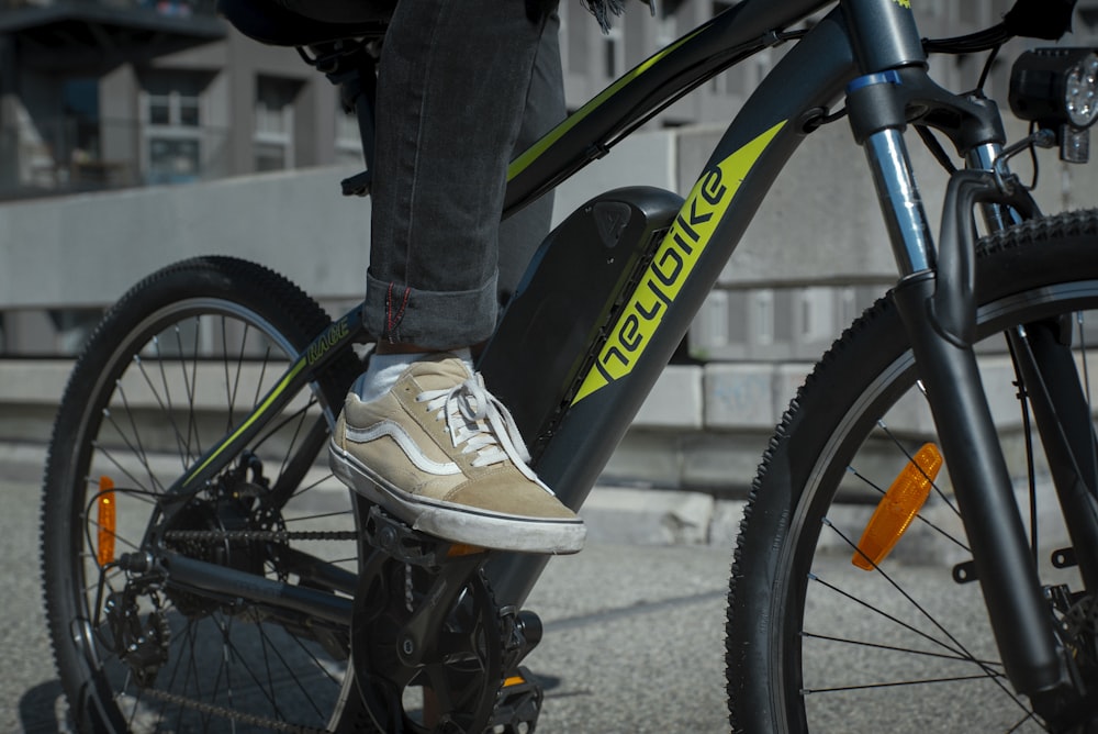 a close up of a person riding a bike