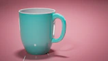 Close-up of a vibrant turquoise ceramic mug with a smooth matte finish.