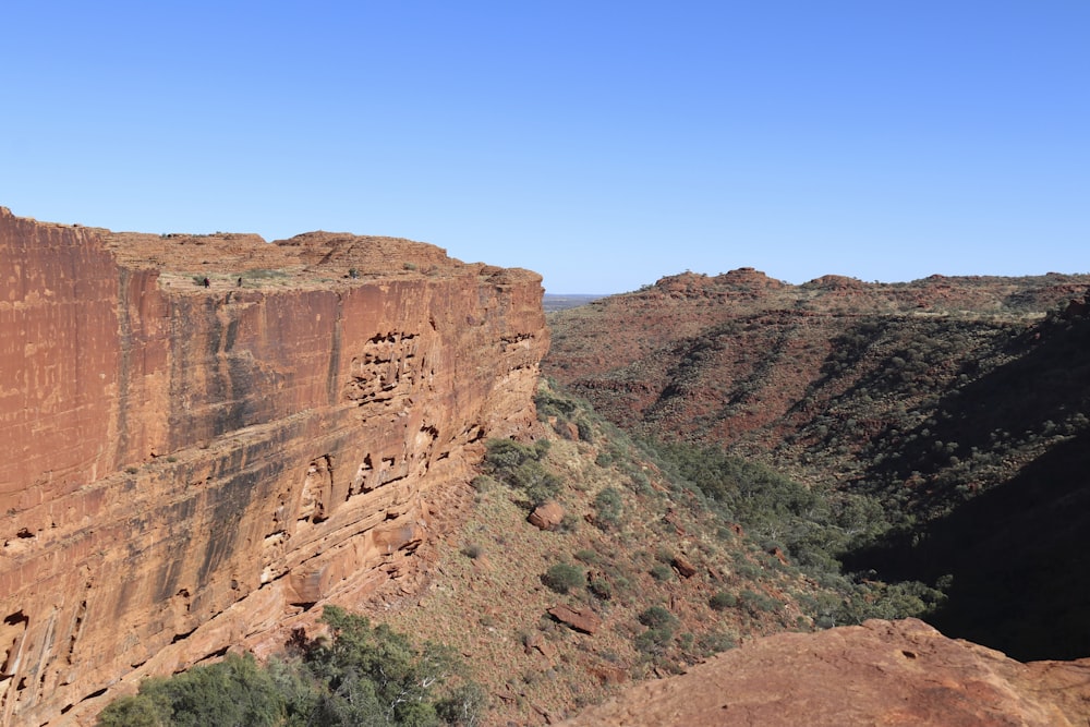 a large canyon with a very tall cliff in the background